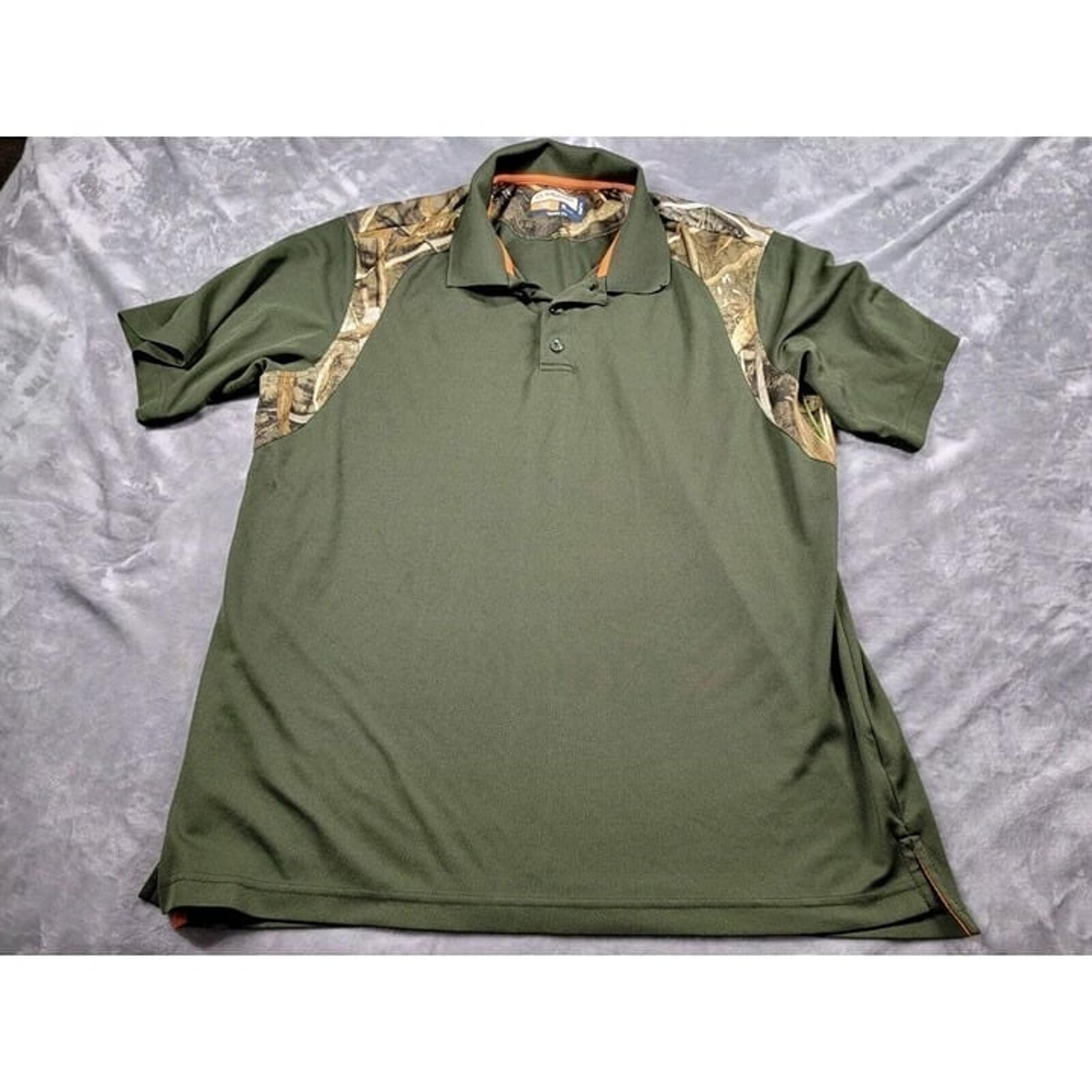 Magellan Hunt Gear polo shirt men's XL mag wick loose fit  Realtree Camo Green