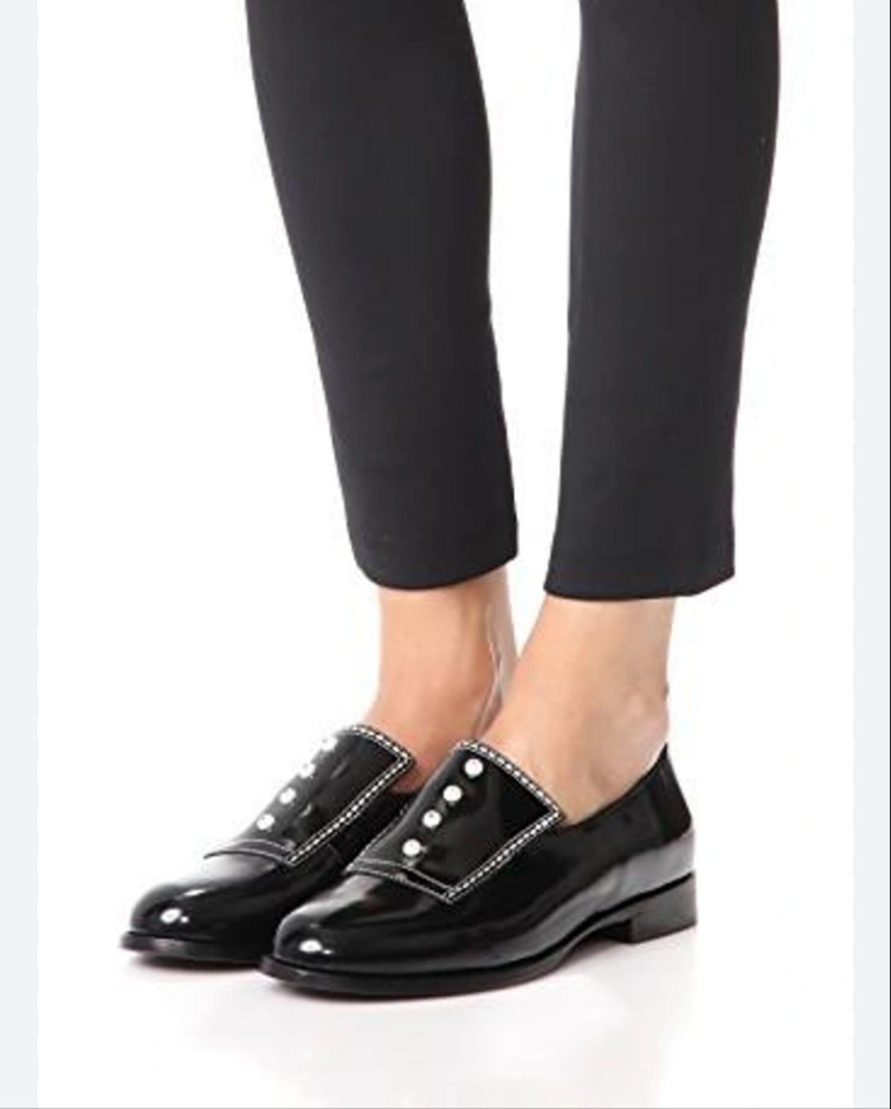 Opening Ceremony Patent Leather Oxfords Faux Pearl Accents