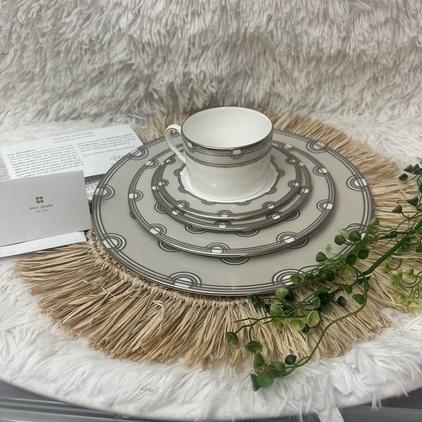 Kate Spade x Lenox Corona Grove Platinum 5 Piece Place setting NEW Made in USA