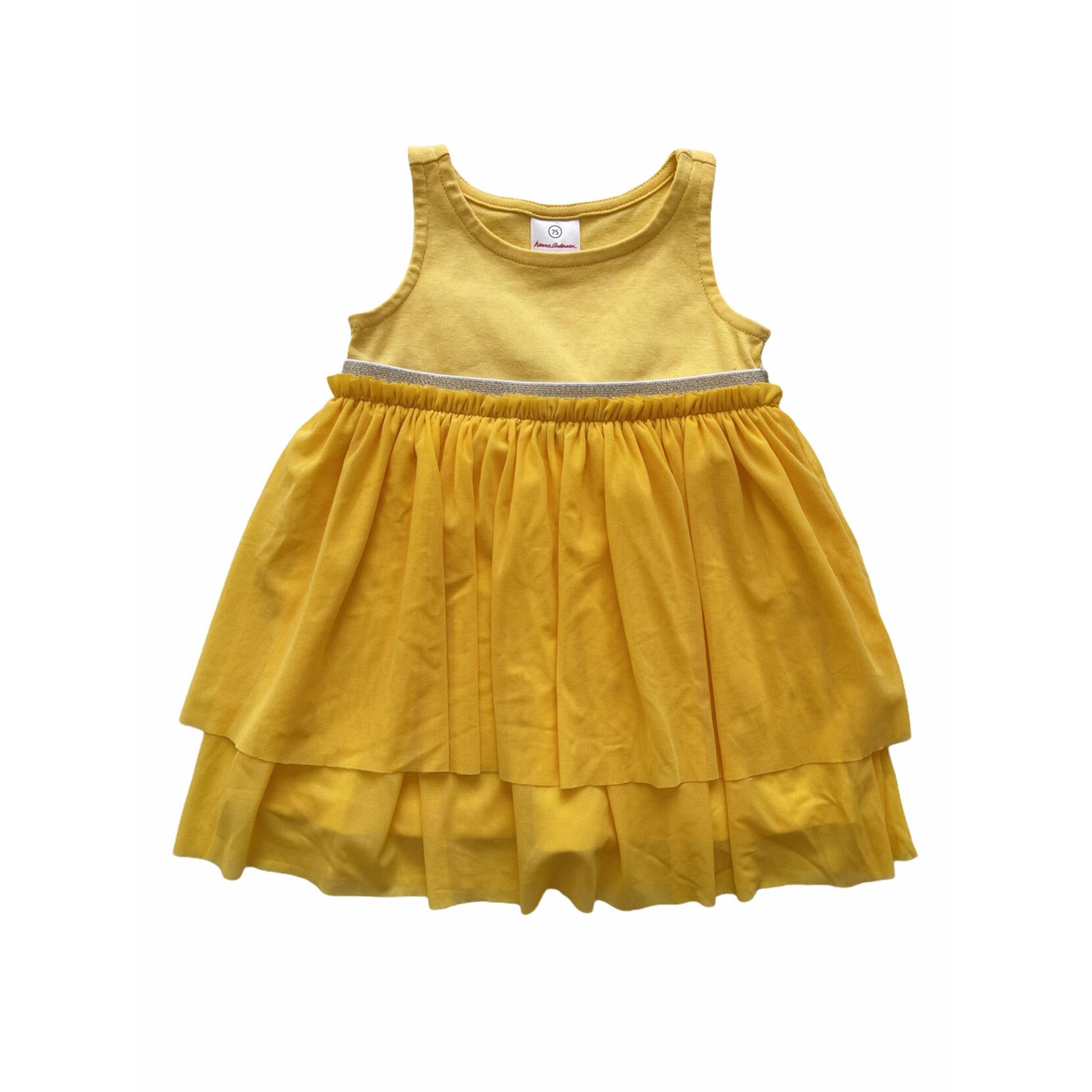 Hanna Andersson Yellow Swish Tulle Dress Size 12-18m