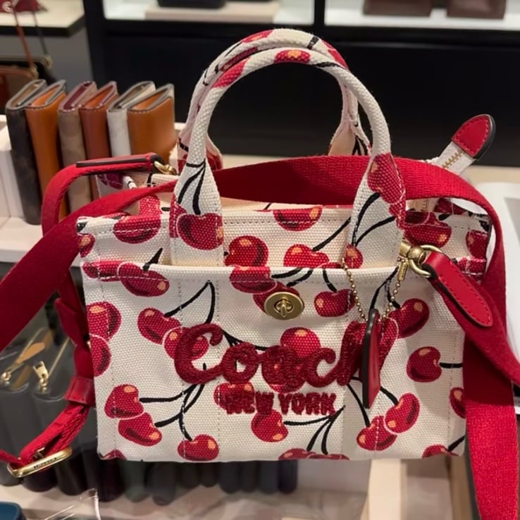 NWT Coach Cargo Tote Bag 20 With Cherry Print