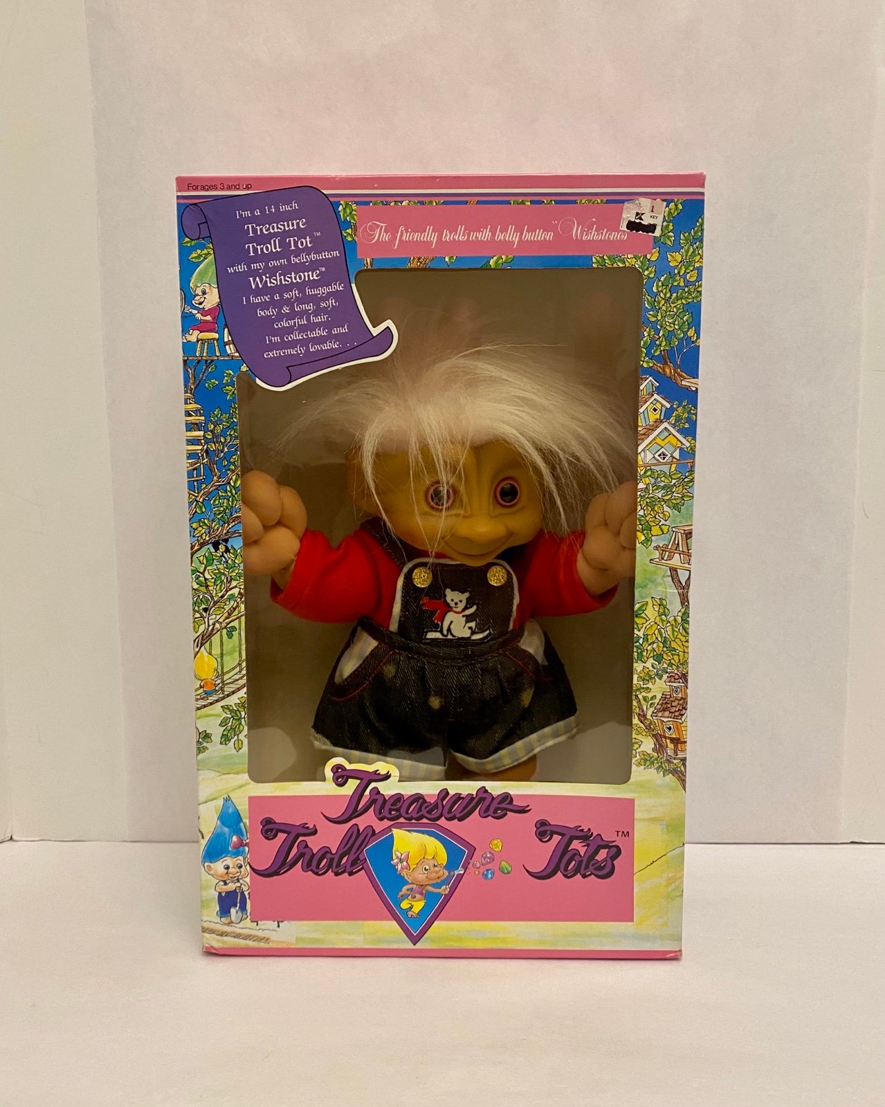 Vintage 14” Boy Treasure Troll Tots with Lucky Wishtone Belly Button New.