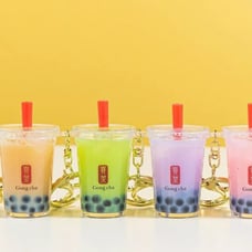 BNIB gong cha bubble tea keyring keychains set of 4 bag charm