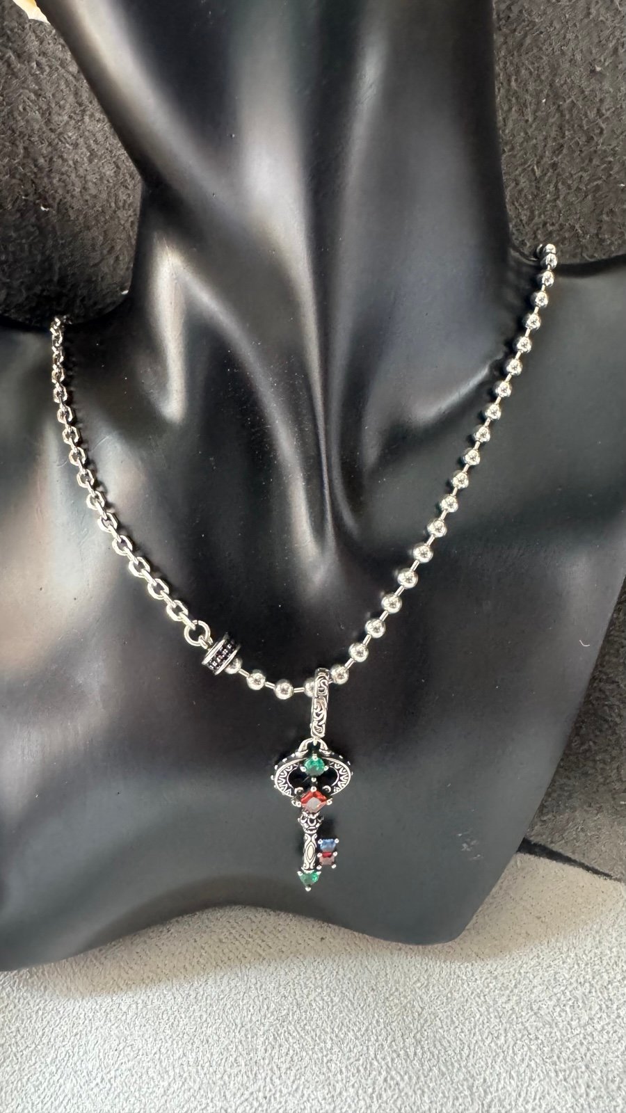 S925 Crystal key pendant necklace
