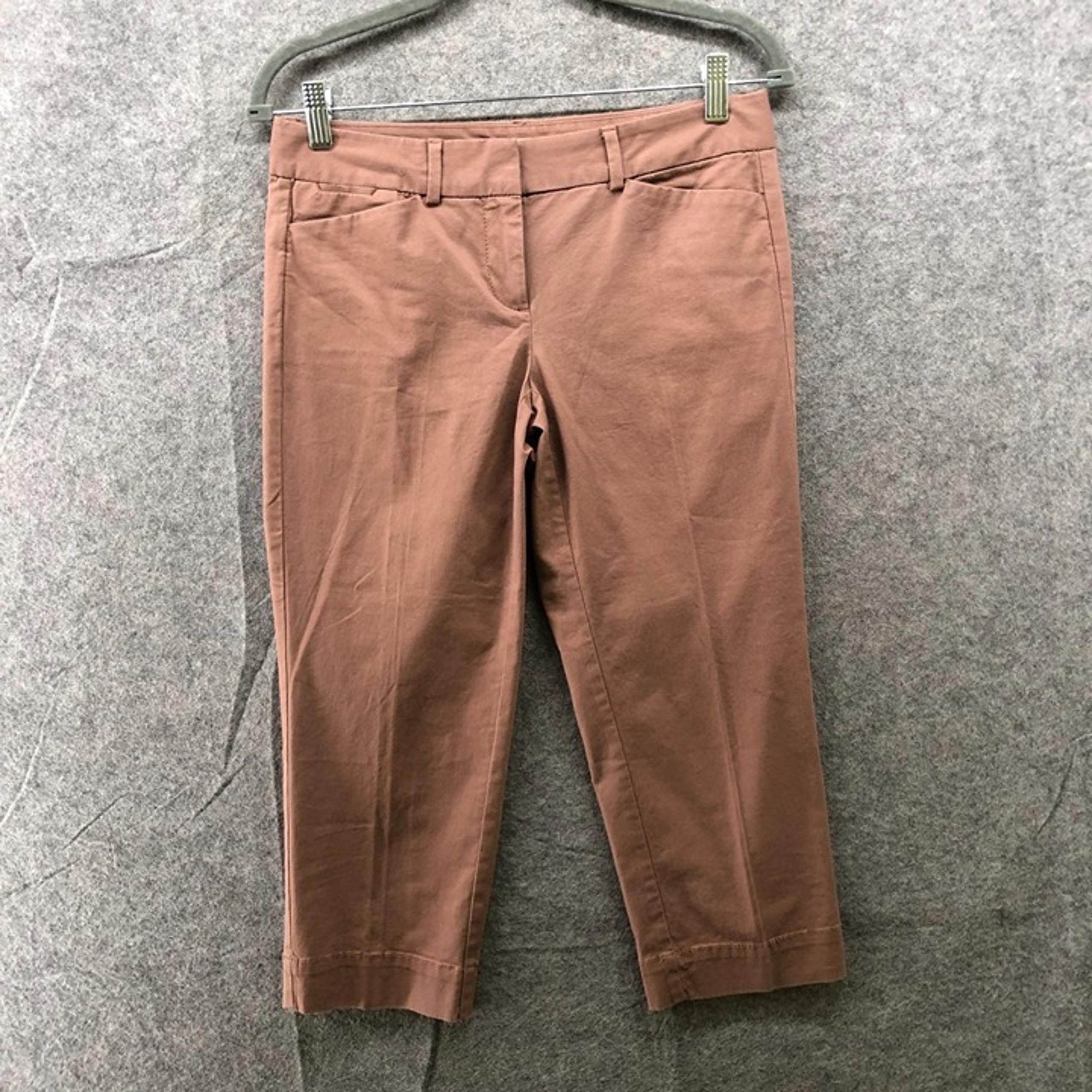 Ann Taylor Loft Marisa Cropped Pants Womens Brown 2P Straight Legs Cotton Blend