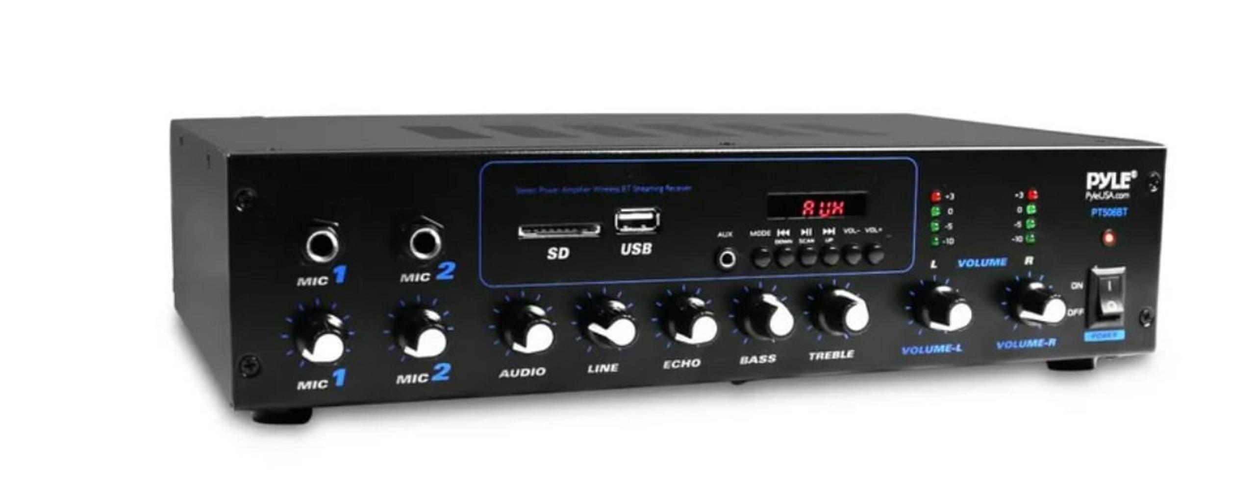 Pyle PT506BT Bluetooth Desktop Audio 600 Watt Power Amplifier Stereo Receiver