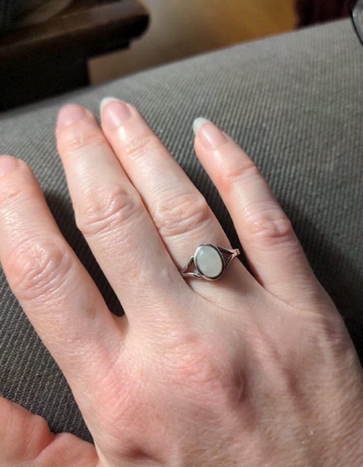 Natural White Oval Shaped Moonstone Solid Sterling Silver Ring