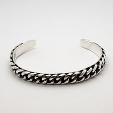Cuben Silver Chain Cuff Bracelet, SOLD