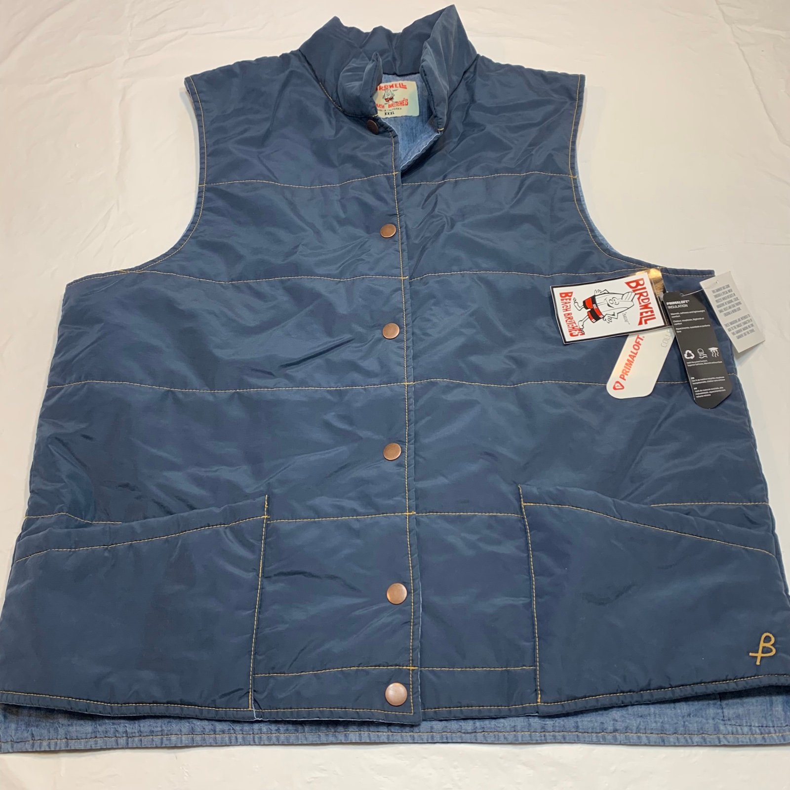 Birdwell Beach Britches Blue Snap Button Front Eureka Vest Men’s XXXL New