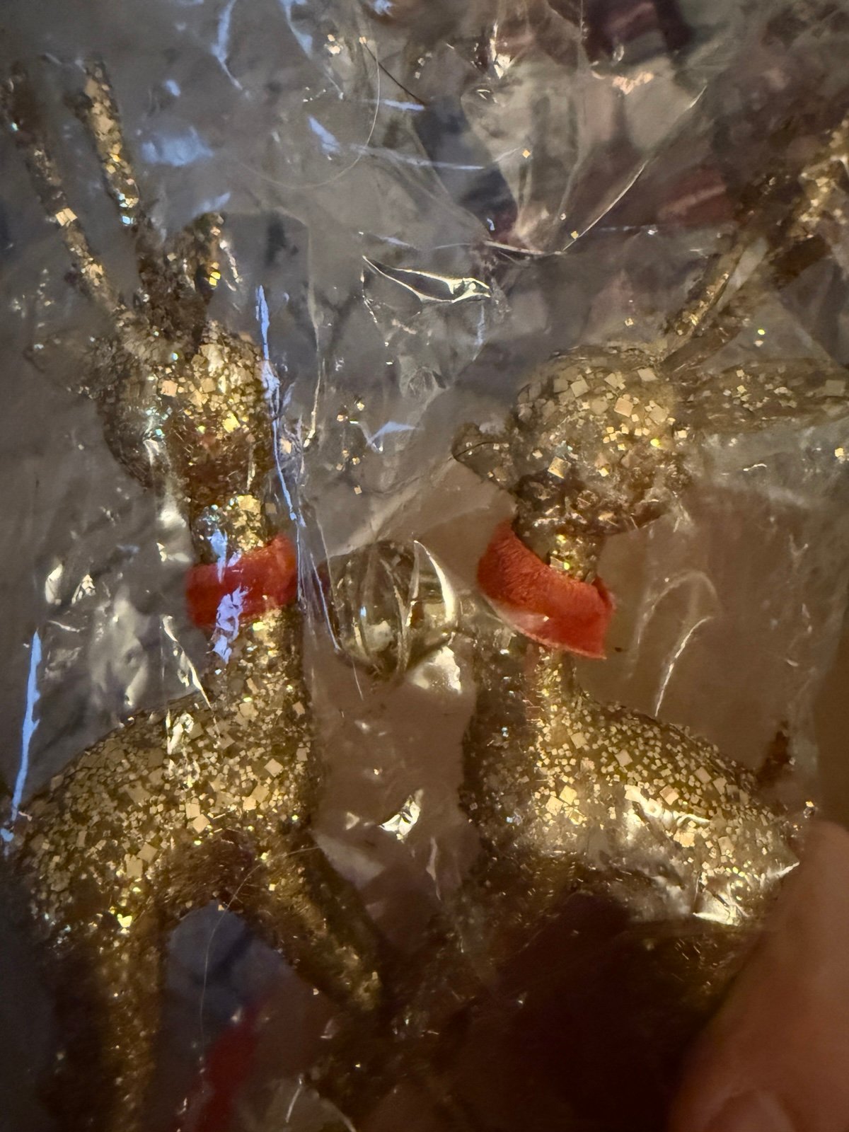 Vintage anthropomorphic deer -gold glitter NIP