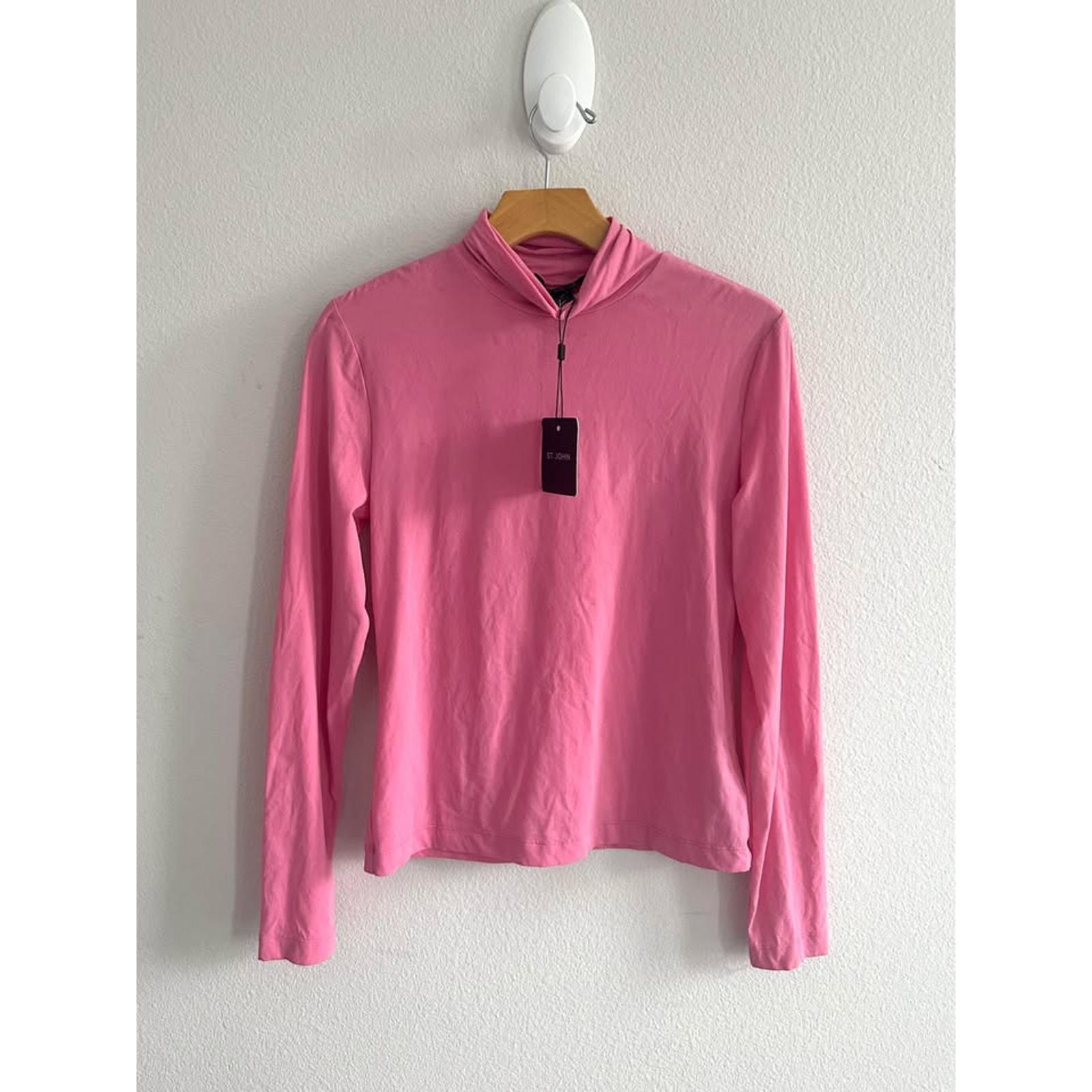 St. John Women’s Pink Peony Nylon Stretch Jersey Lightweight Turtleneck NWT Sz S