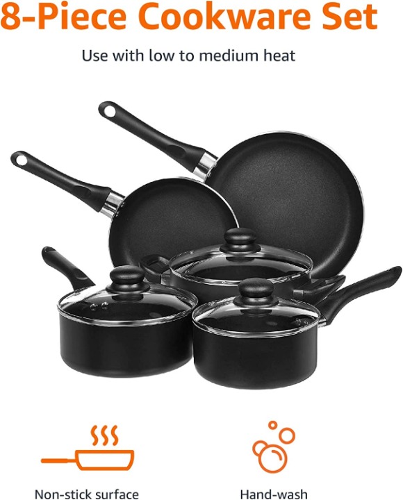 Non-Stick Cookware Set, Pots and Pans - 8-Piece Set