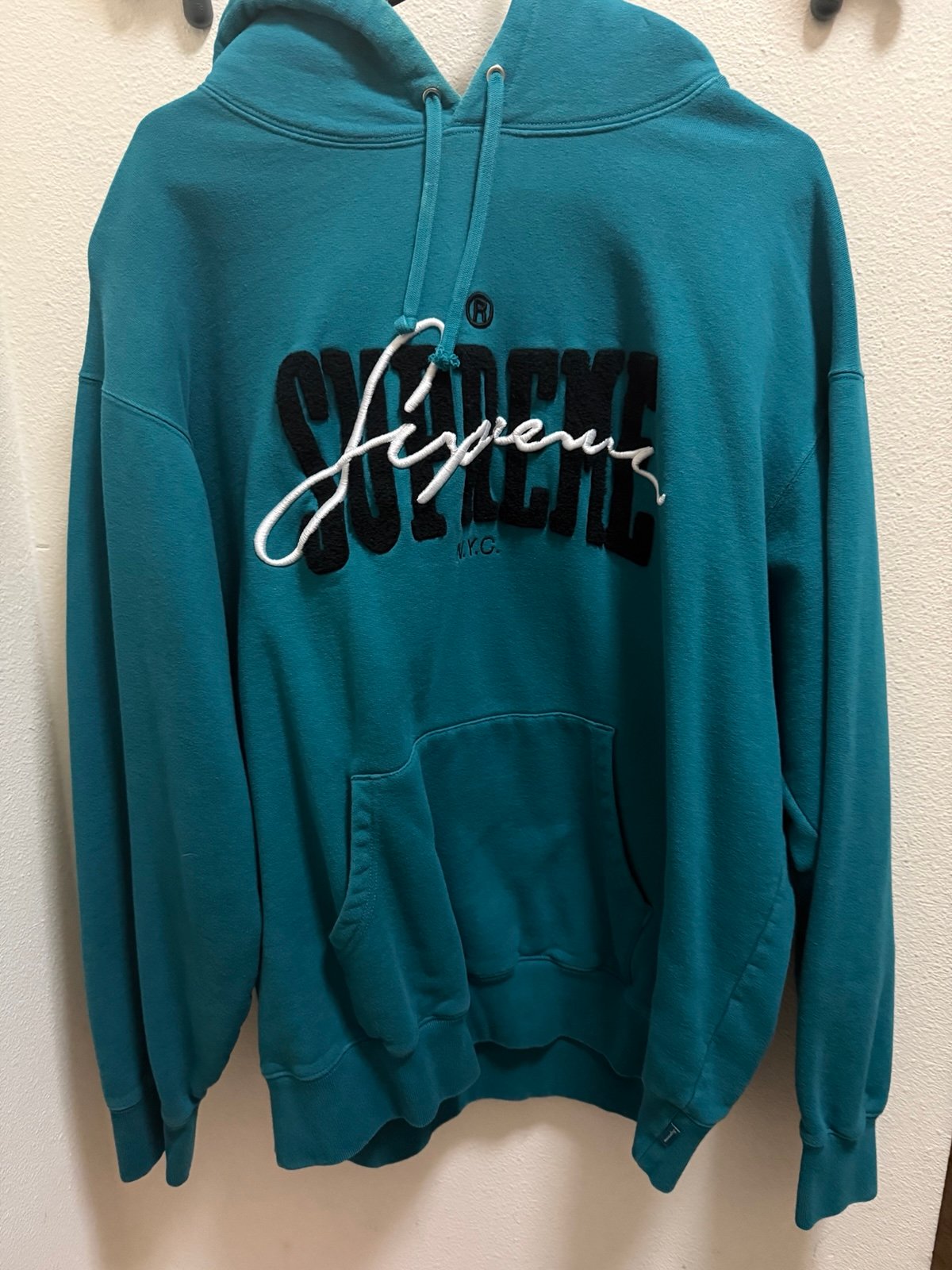 2022 Supreme Embroidered Chenille Hooded Sweatshirt 'Dark Teal'
