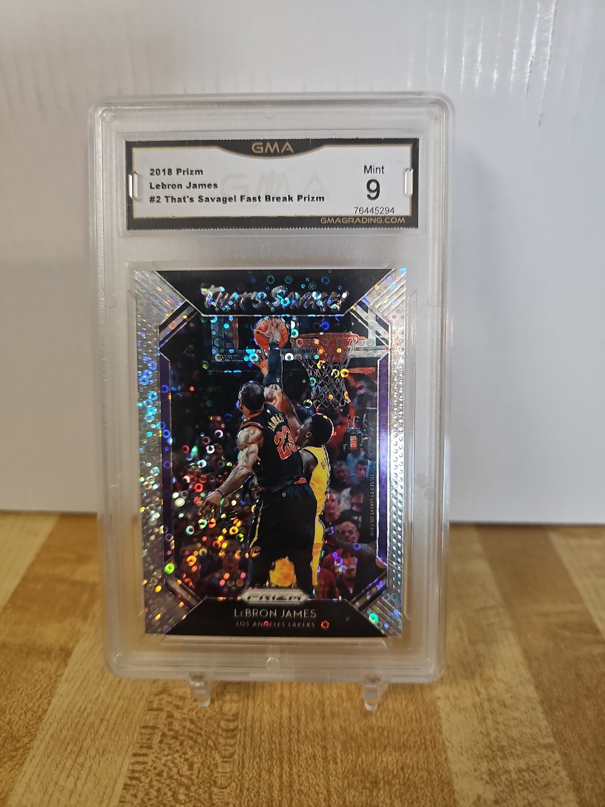 LEBRON JAMES 2018 PRIZM # 2 THATS SAVAGE FAST BREAK PRIZM MINT 9 GMA