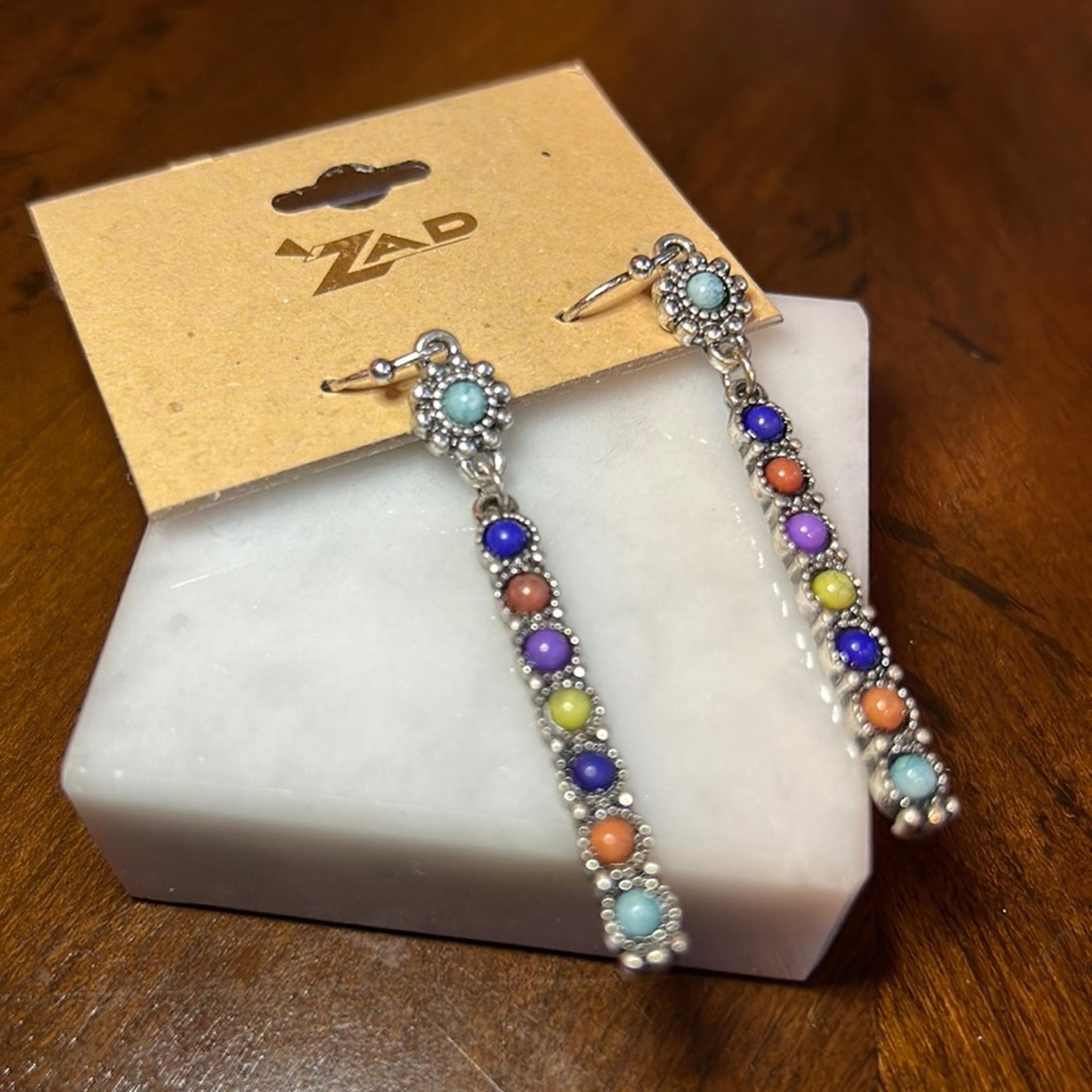 Zad Colorful Drop Earrings #89 New on Card!