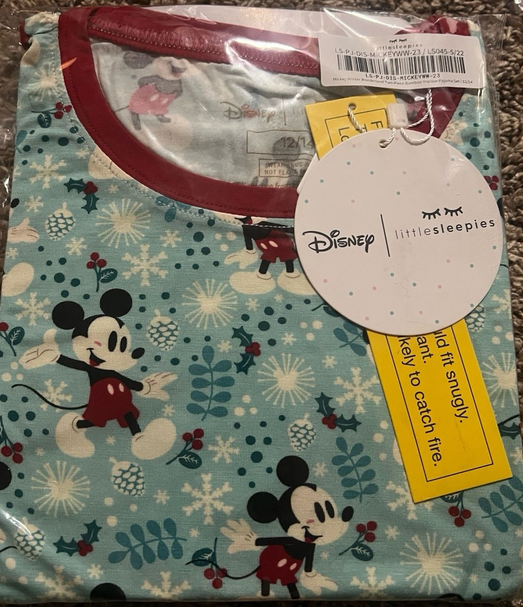 New little sleepies Mickey winter wonderland size 12/14 set