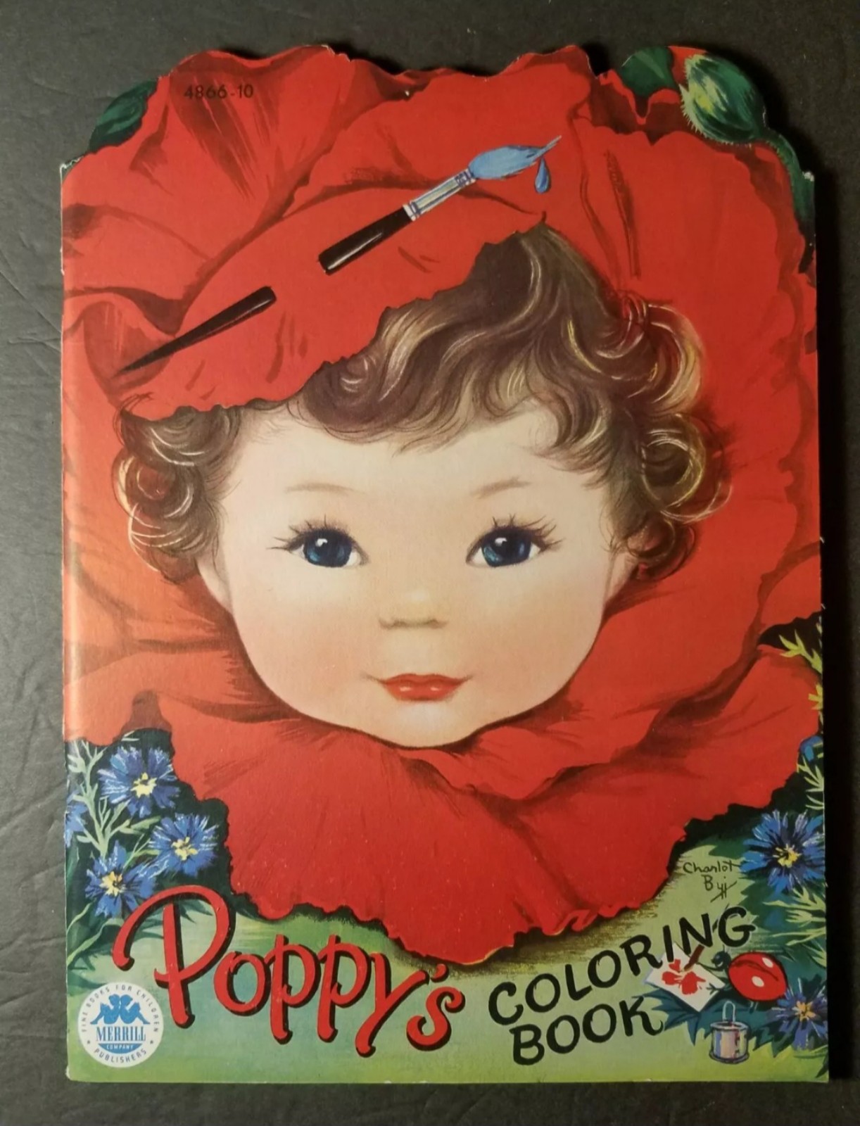 1950 NEW / UNUSED RARE POPPY'S COLORING BOOK MERRILL CHILDRENS BOOK