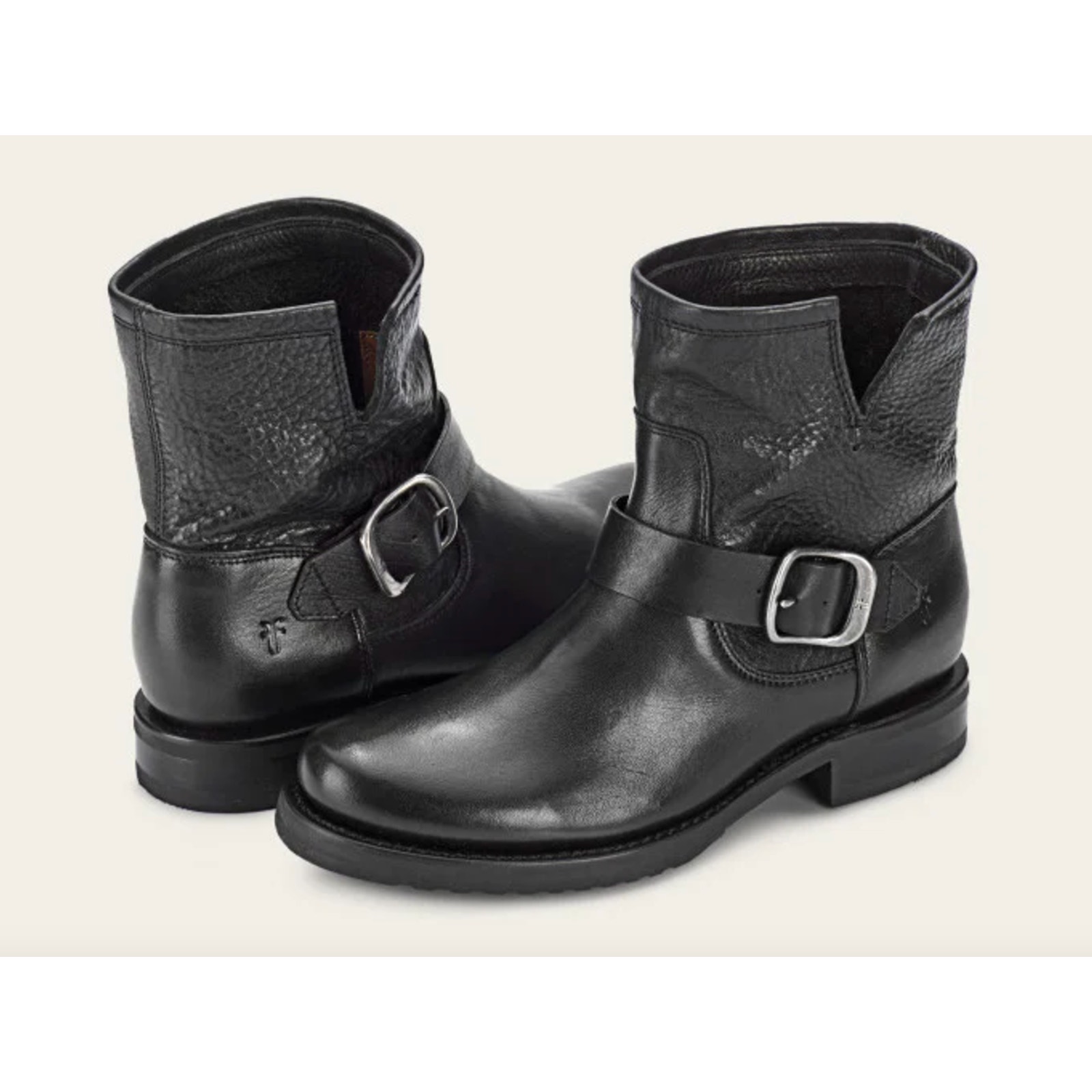 FRYE Veronica Black Leather Booties Size 9.5