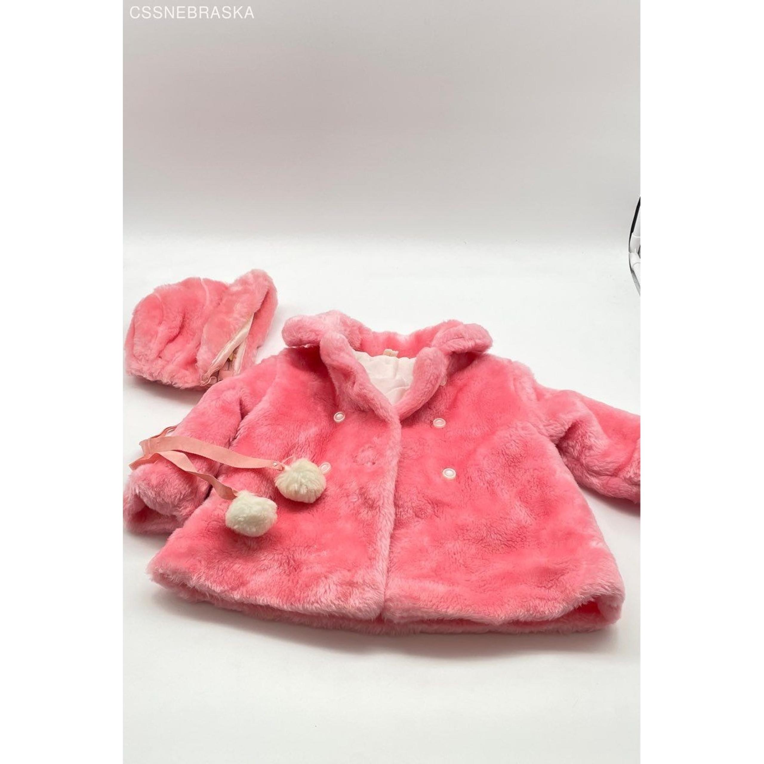 Weather Tamer Pink Baby / Toddler Girls Pink Coat and Bonnet Vtg - Size 18 M