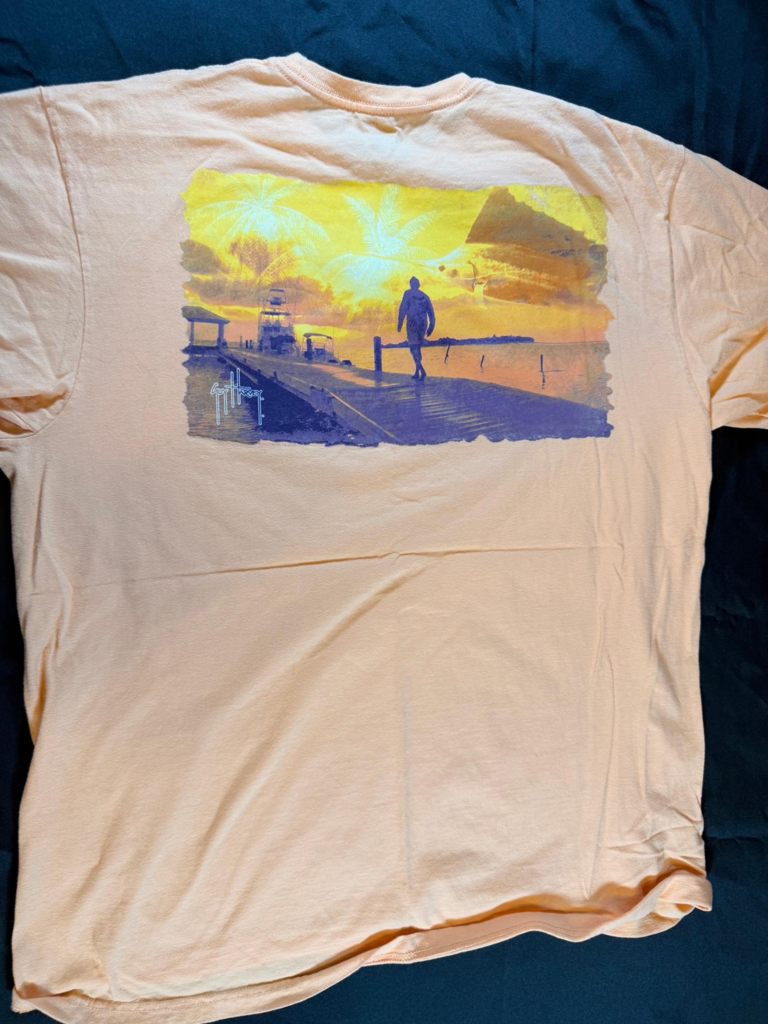 Guy Harvey Orange Graphic Fishing/Sailing T-shirt Size X-Large