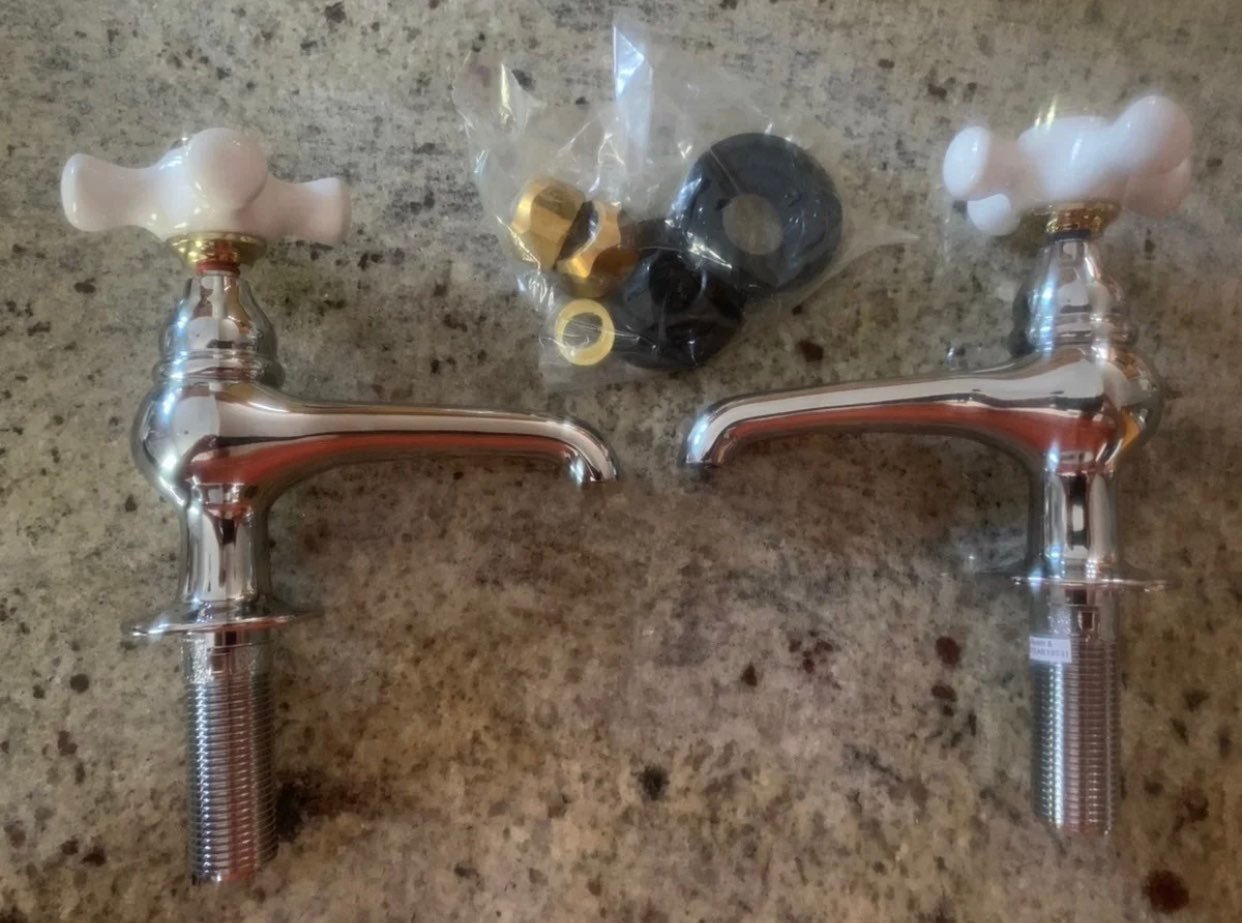 Vintage Basin Faucets chrome porcelin