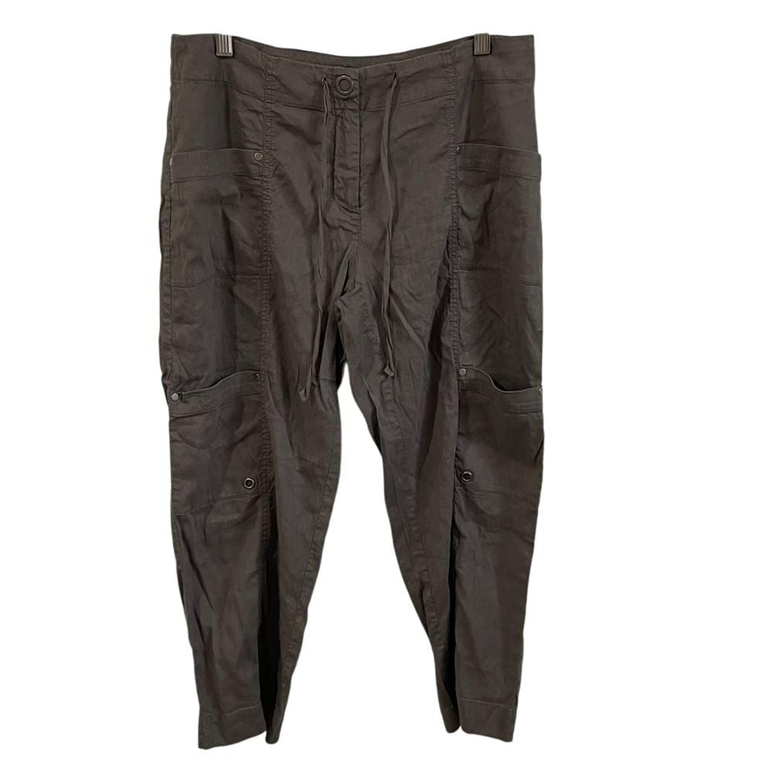 Eileen Fisher Gray Linen Blend Cargo Pants Drawstring Casual Utility Size 8