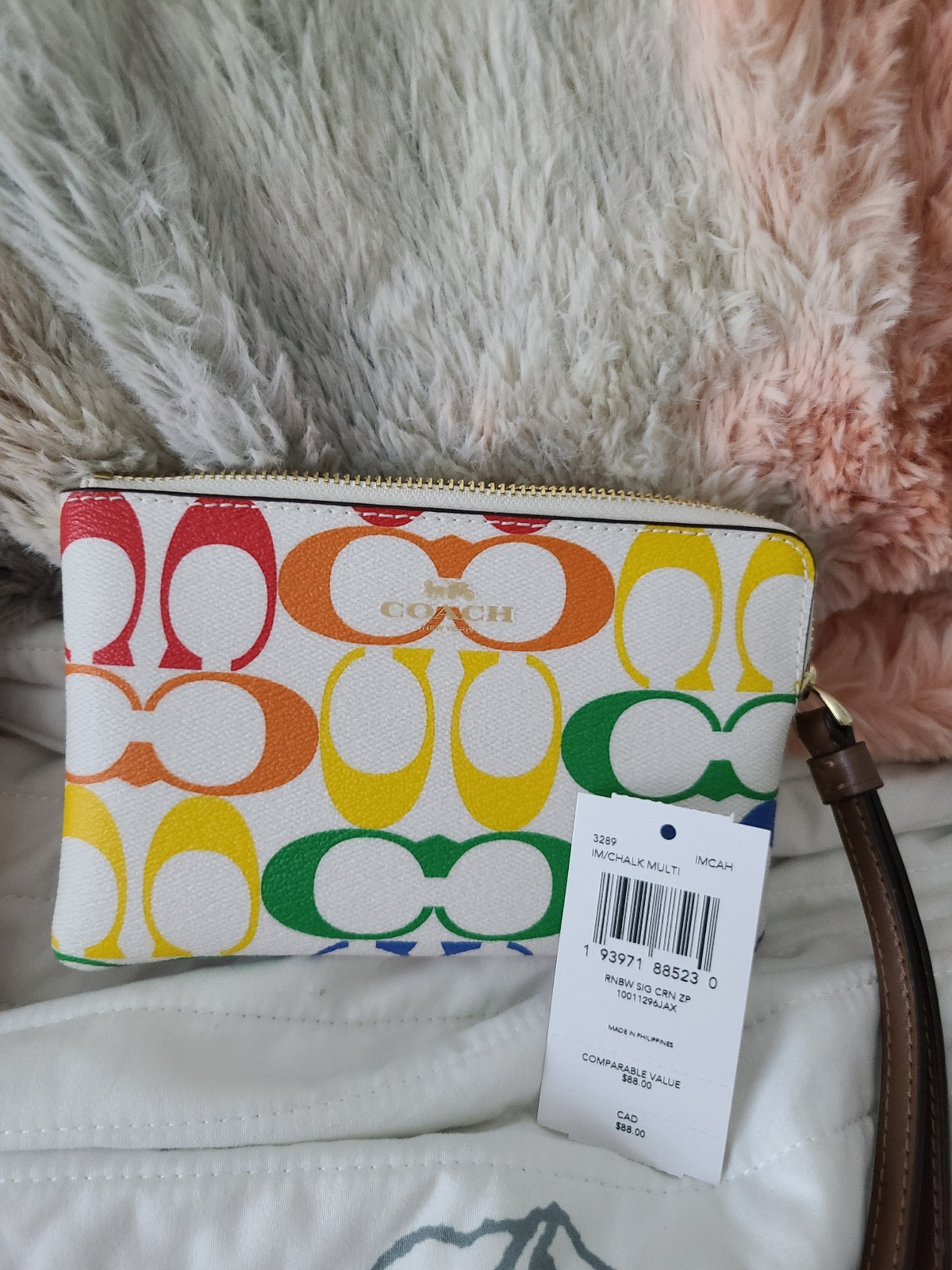 Coach letter rainbow wristlet