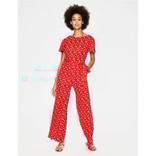 BODEN Camille Ponte Knit Jumpsuit Flutter Red White Blue Floral 6T 6 Tall