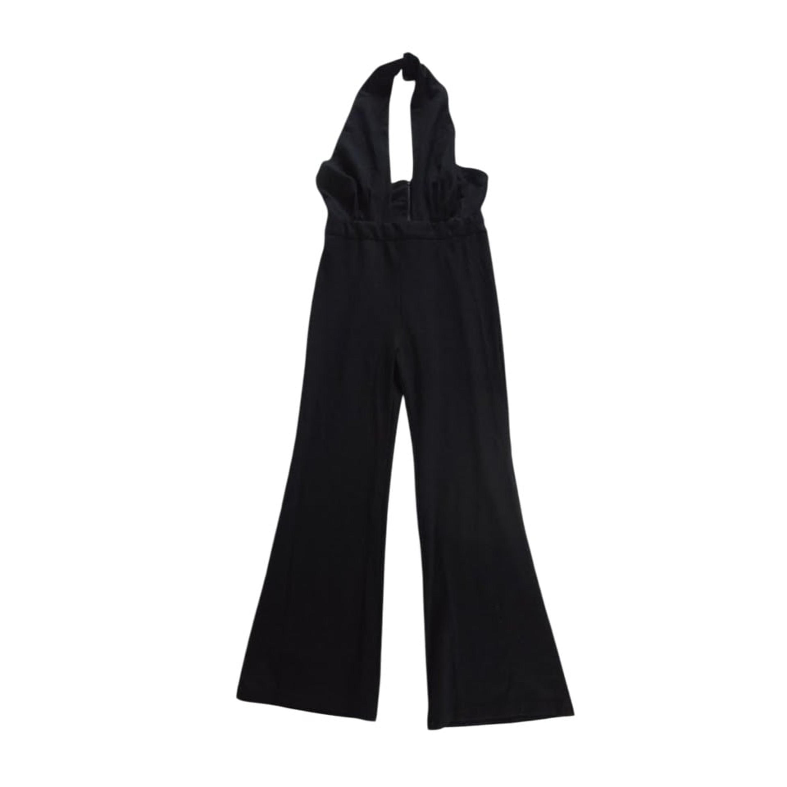 Pink Lily Womens One Piece Black Halter Top Jumpsuit L Wide Leg Flowy Cocktails