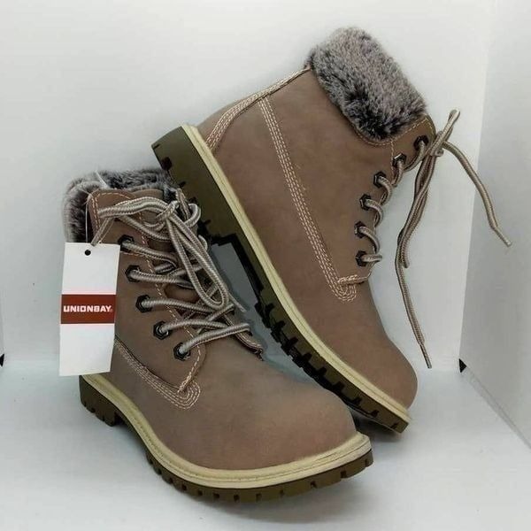 Union Bay NEW Women's Brown Suede, Faux Fur Lined Lace-Up Boots - sz. 7 1/2