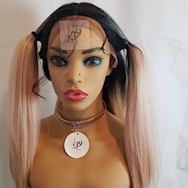 Sexy rose gold pink lace front wig