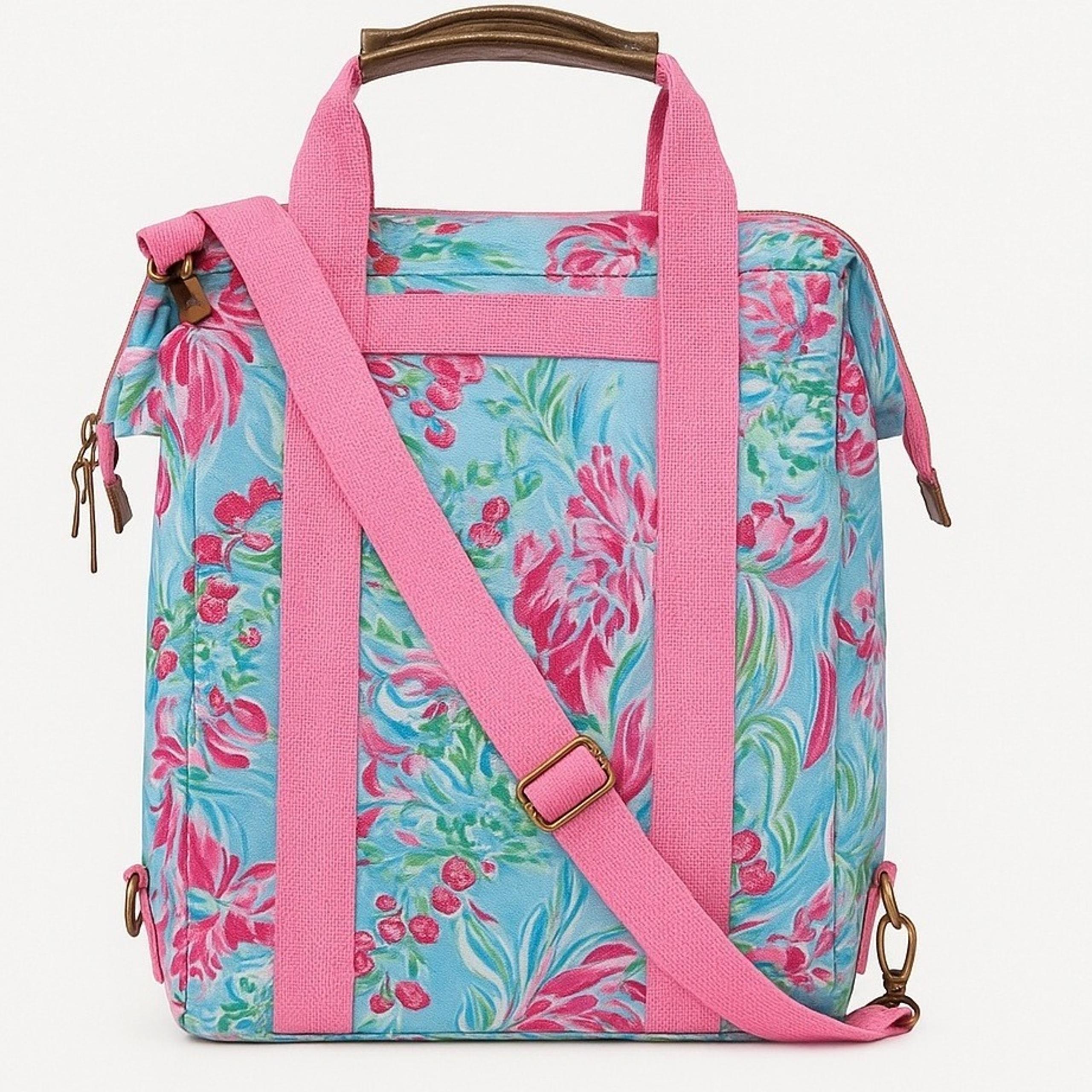 Lilly Pulitzer Backpack Cooler Beach Party Insulated Lunch Box Turquoise Pink