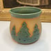 Studio Pottery Candle Votive Holder Christmas Tree Cutouts Brown Handmade Signed