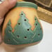 Studio Pottery Candle Votive Holder Christmas Tree Cutouts Brown Handmade Signed