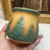 Studio Pottery Candle Votive Holder Christmas Tree Cutouts Brown Handmade Signed