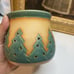 Studio Pottery Candle Votive Holder Christmas Tree Cutouts Brown Handmade Signed