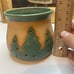 Studio Pottery Candle Votive Holder Christmas Tree Cutouts Brown Handmade Signed