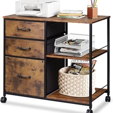 3 Drawer Mobile File Cabinet, Rolling Printer Stand Rustic Brown