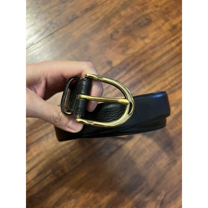 Martin Dingman 38 Black Gold Round Buckle Tumbled Glove Leather Belt USA
