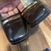 vtg Gucci Block Heels w Signature Gold Bar