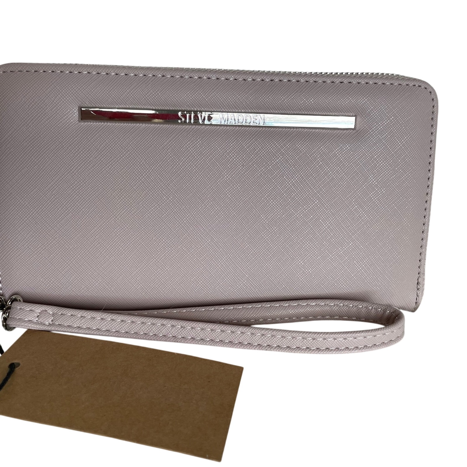 Brand New Steve Madden Zip Around Bi-Fold Wallet Blush Silver Accent