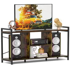 3-tier TV Stand for 55 TVs w/4 Open Shelves Heavy-duty Metal Frame for Bedroom