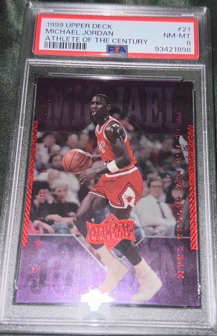 Chicago bulls legend Michael Jordan athlete of the century 1999 graded psa 8