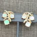MOP Clip-On Earrings 1 In Opalescent Round Leaf Design Vintage Retro Fruit Glam