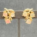 MOP Clip-On Earrings 1 In Opalescent Round Leaf Design Vintage Retro Fruit Glam