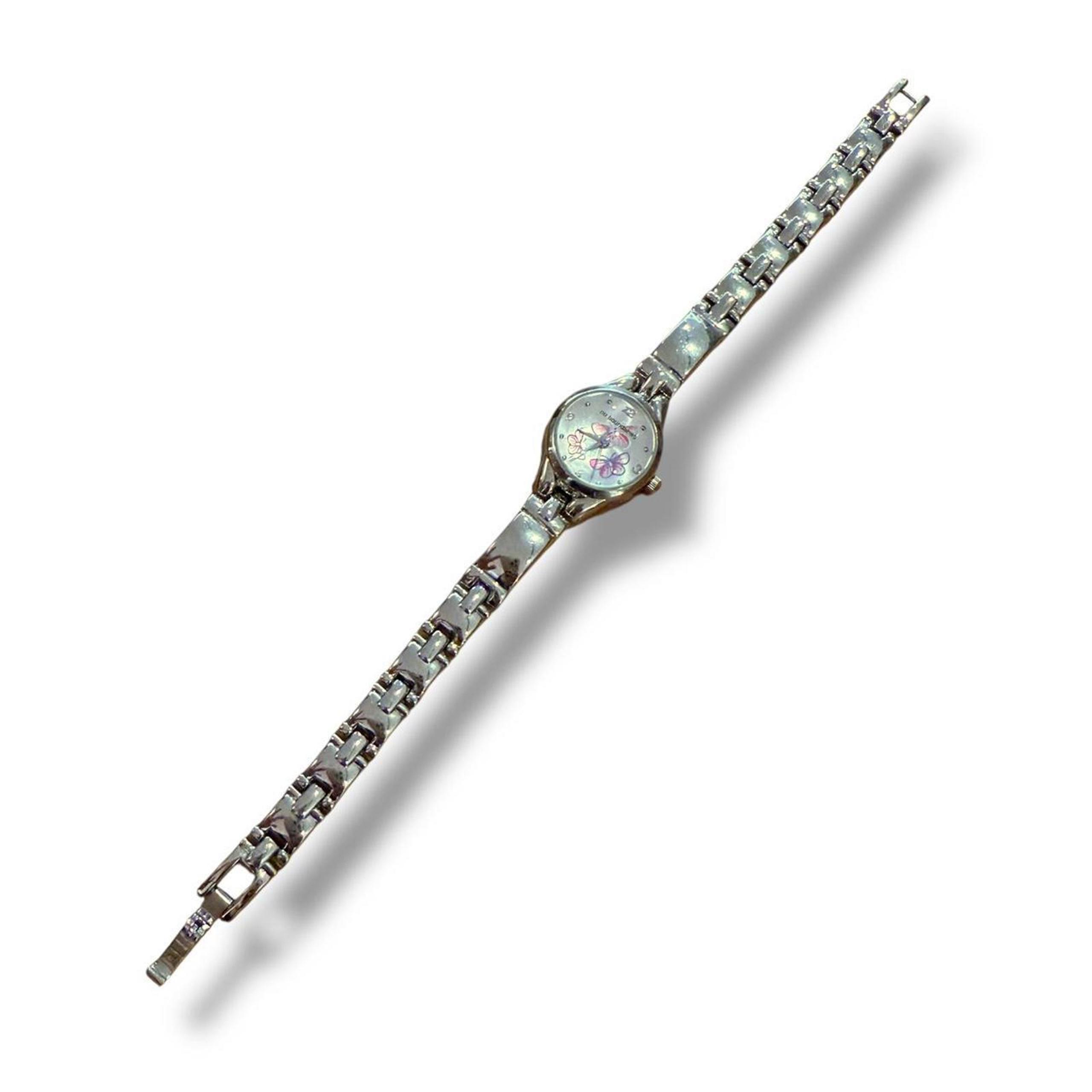 No Boundaries Y2K Silver & Pink Butterfly Tone Wristwatch