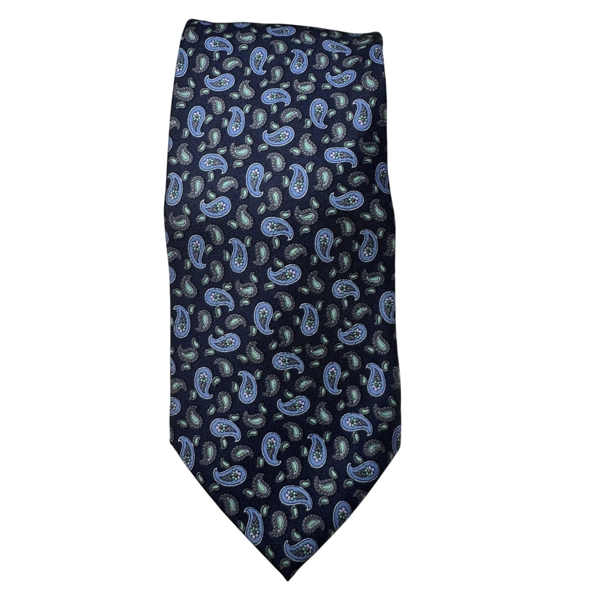 Barneys New York Men's Blue Paisley Print Neck Tie
