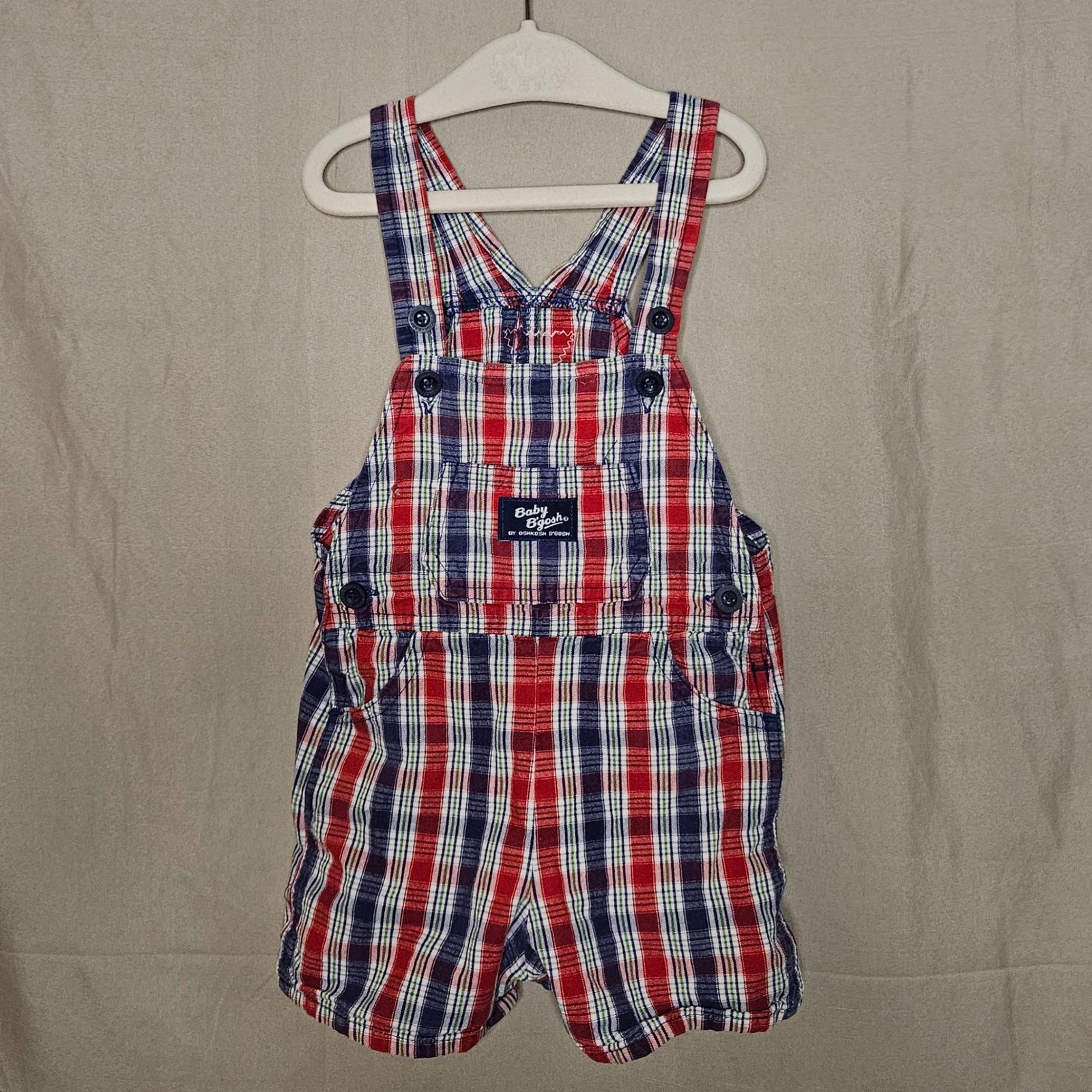 OshKosh Baby B'Gosh Overalls Plaid Romper 24 Months