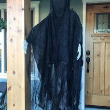 63” Dark Hanging Grim Reaper, Faceless Ghost in Black Horror Robe