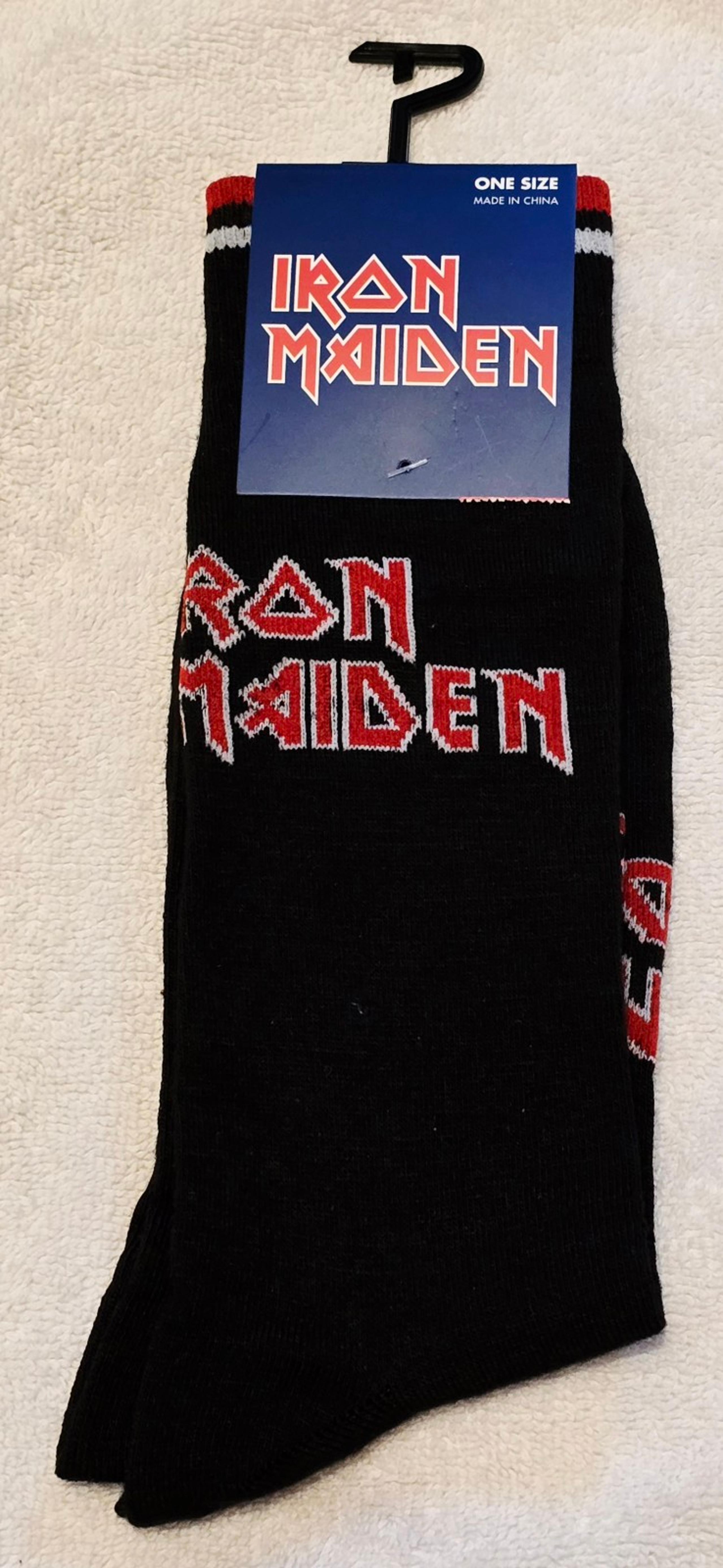 IRON MAIDEN NOVELTY CREW SOCKS FUN SOCKS HEAVY METAL ONE SIZE 7-12